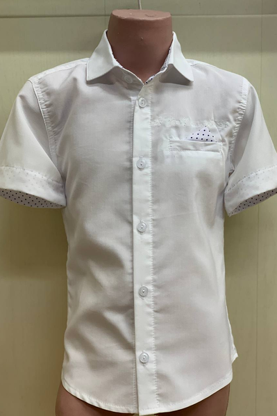 Школьная белая рубашка,короткий рукав. арт.308144