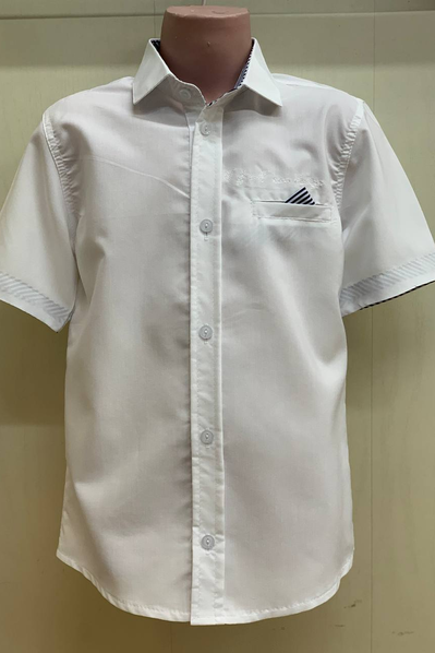 Школьная белая рубашка с коротким рукавом арт.308149