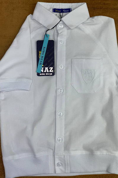 Школьная белая рубашка с коротким рукавом арт.308163