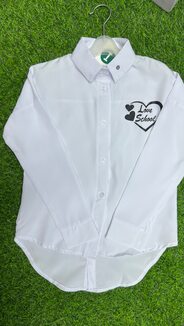 Блузки, школьная блузка для девочек «сердечко» арт.483520